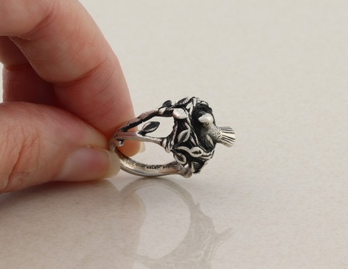 Sterling silver bird nest - sterling, in
