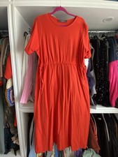 Bright Orange Primark Women’s Maxi Dress With Draw String Waist Size L