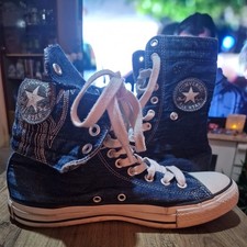 Womens 90’s Vintage CONVERSE denim Extra high Trainers Shoes Size UK 5