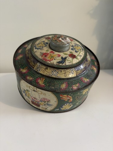 Vintage floral biscuit tin - biscuit,