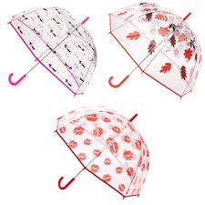 Ladies Transparent Dome Stick Umbrella - 4 Stylish Designs