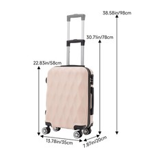 20Inch ABS Hand Cabin Luggage 4 Wheel Trolley Carry-On Hard Shell Suitcase