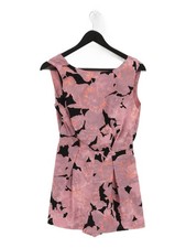 Topshop Women's Playsuit UK 8 Pink Floral Polyester with Cotton, Nylon Playsuit