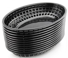 Plastic Food Basket Black Oval