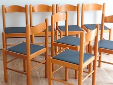 Retro Italian Beech Dining Chairs set of 6