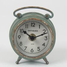 12cm Mini Round Metal Rustic Vintage Bedside Table Top Freestanding Clock