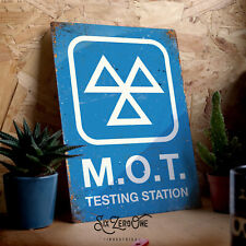 MOT testing station Metal Sign vintage worn look print garage car bike van here