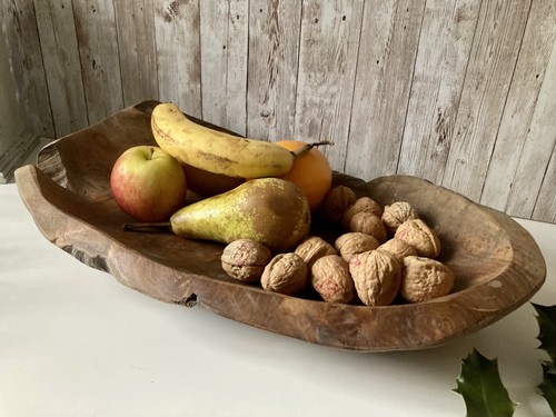 Handcarved oblong wooden - oblong, bowl