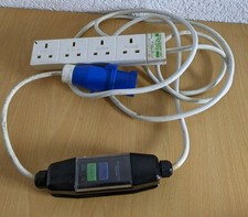 3m Blue Caravan Hook Up / Extension lead 1.5mm 16A Plug, RCD & 4G Socket