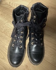 Ladies DUNE "Pampas" Black Leather Ankle Boots Size 4/37 