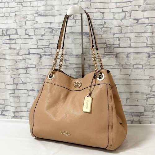 Coach beige leather tote bag - leather,