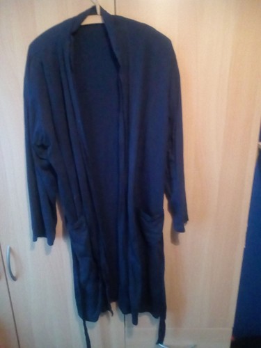 Mens navy cotton dressing gown - mens,