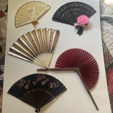 5 Antique Folding Hand Fans