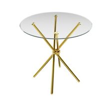 Casa Dining Table - Clear Glass Top & Polished Gold Legs (2 Packs)