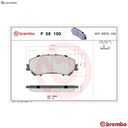 Brake pad set disc - set, p