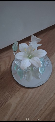 Crystal glass white lily - glass,