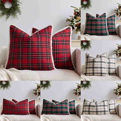Red green checked - red, cushion