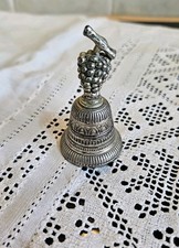 Vintage Mini Dinner Bell with Grape Design  ? Pewter 7cms High