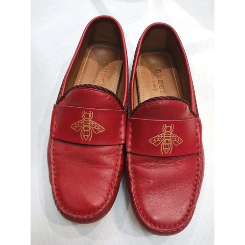Gucci red leather drivers with - drivers,