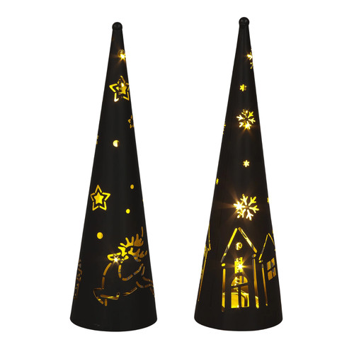 35cm led black metal cones - black,