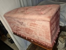 Lloyd Loom Style Ottoman in Pink/Salmon 32.25" W x 17" H x 14.25" D