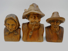 Three Vintage Wood Carvings by