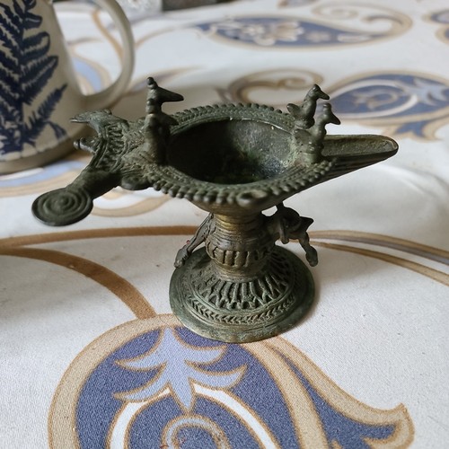 Vintage brass diya oil - oil, lamp