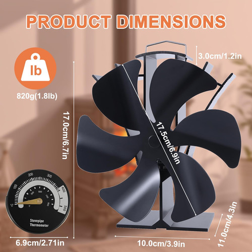 Log burner stove fan - log,