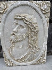 Antique Religious Fresco Wall Plaque - Jesus ‘Crown of Thorns’ Relief Beautiful!
