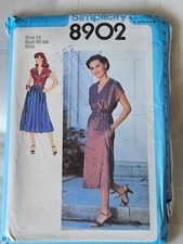 Vintage 1980s dress/skirt/top pattern Simplicity 8902 size 14 bust 36