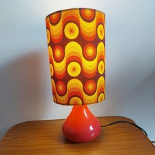 60s 70s retro vintage  Table Lamp &  base  Lampshade  bedside Retro Orange  red