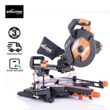 Evolution R255SMS+ 255mm Sliding Mitre Saw 45° 1,200W TCT Multi-Material Blade