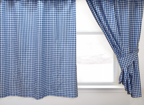 Gingham check bluebell - bluebell, curtain