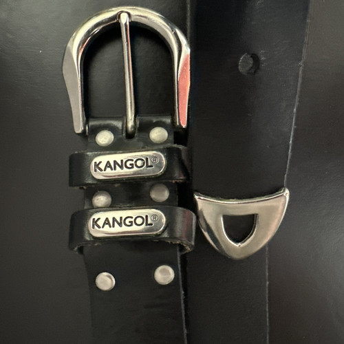 Kangol mens black leather belt - kangol,