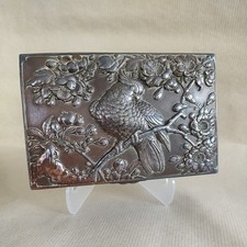 Japanese Bronze Antimony Box   Cockatoo in a Cherry Blossom Tree