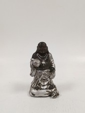 GLENEAGLES Studio Silver Finish Laughing Buddha Figurine Ornament 6in - USED