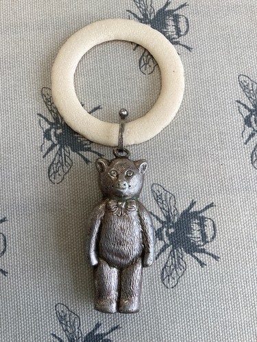 Antique silver teddy bear - antique,