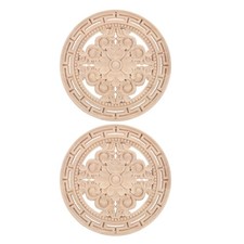 2 Pcs Floral Wood Appliques
