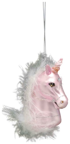 Pink feathery unicorn head - pink,