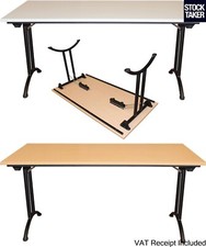Folding Table Steel Frame Wood Top Heavy Duty 100kg Car Boot Pop-Up Trade Bulk