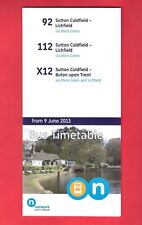 Network WM Bus Timetable - 92 112 X12 - Sutton Lichfield Burton - June 2013