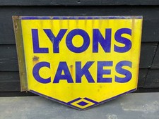 Lyon’s Cakes Enamel Double Sided Sign.