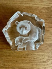 Mats Jonasson Etched Brown Bear with Cub , Signed, Limited Edition no 2806/4000