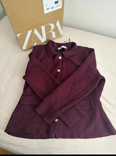 Zara burgundy knit cardigan - burgundy,