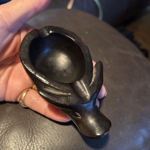 Vintage ashtray black - , wooden