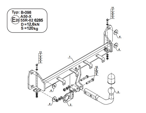Swan neck tow bar - tow, for