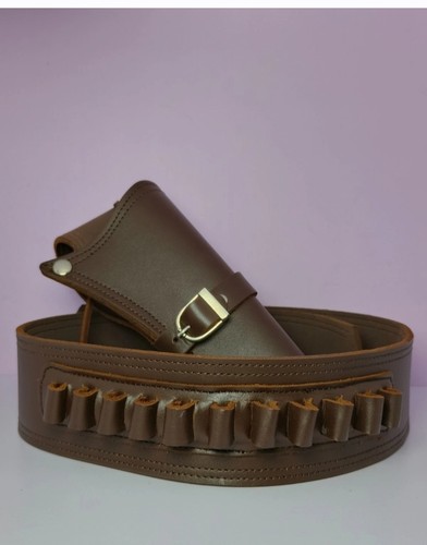 Cowboy gun holster belt - holster, brown