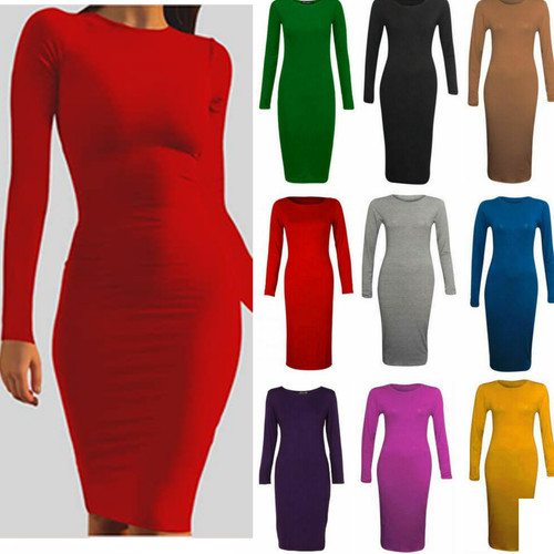 Womens ladies long sleeve midi - ladies,
