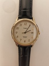 Mens Timex Quartz Easy Read Indiglo Watch With Date WR 30 M Leather Strap Stainl