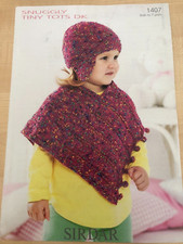 Knitting Pattern Poncho and hat - Sirdar Tiny Tots DK (1407) birth – 7yrs #015